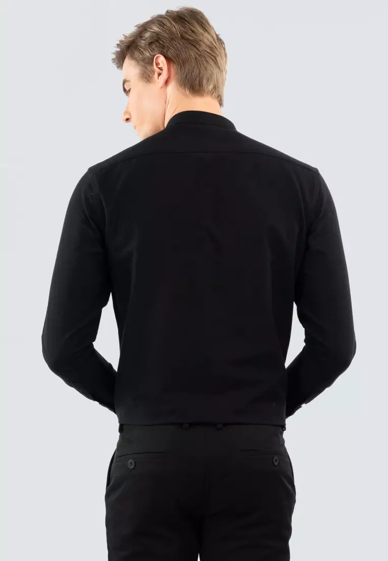 Polo Haus - Men’s Cotton Mix Signature Fit Mandarin Collar Long Sleeve MBLSE002