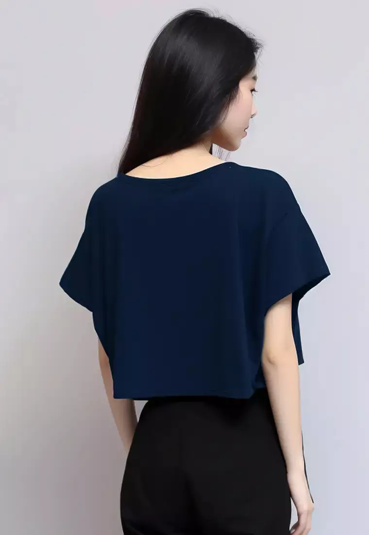 LTG34 Kaos gambar bunga mawar oversize olc "share the love" navy