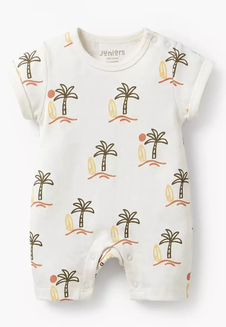 Babyshop Pack Of 3 Juniors Round Neck Short Sleeves Romper With Snap Button Closure