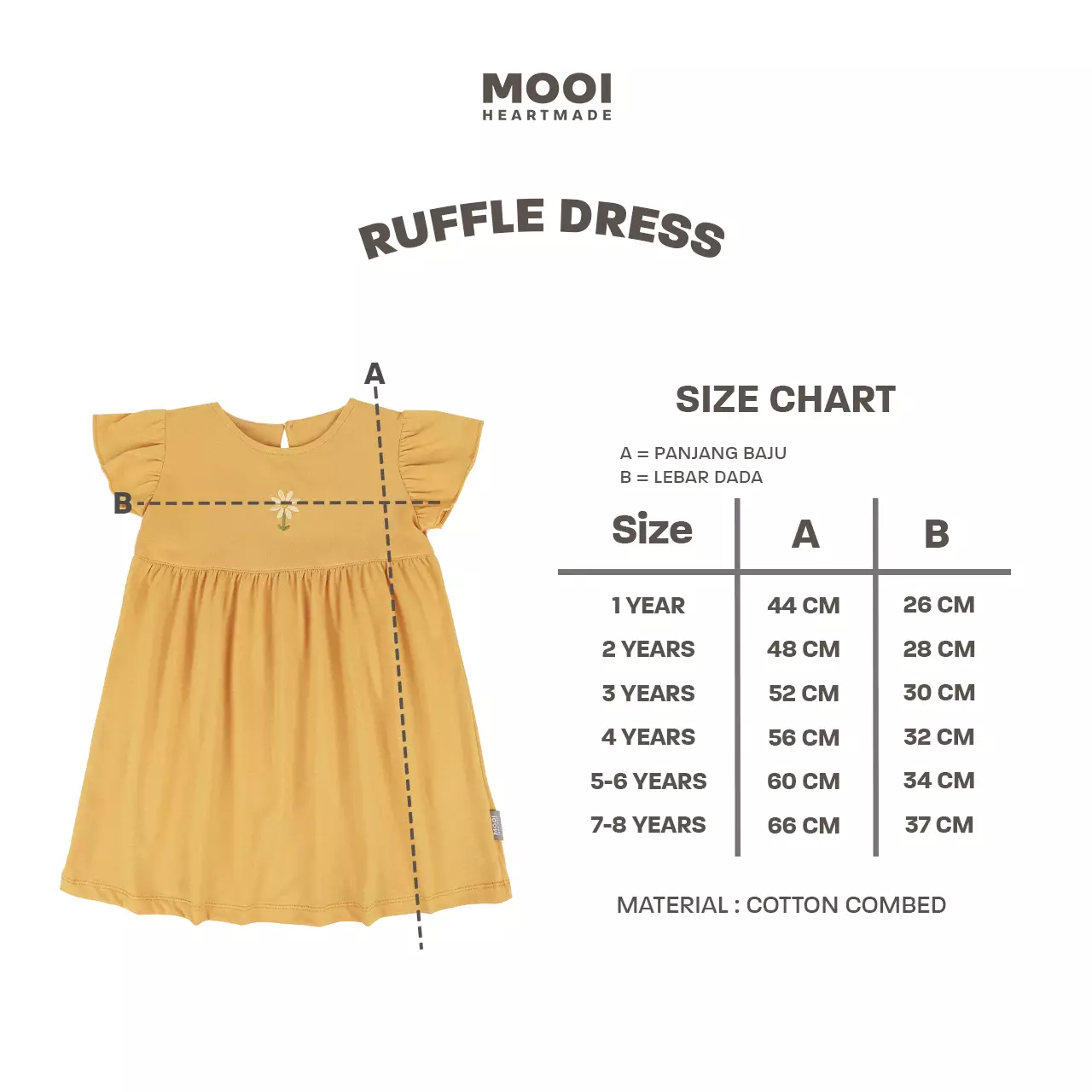 Mooi Dress Anak Perempuan Ruffle Dress - Rye Grass