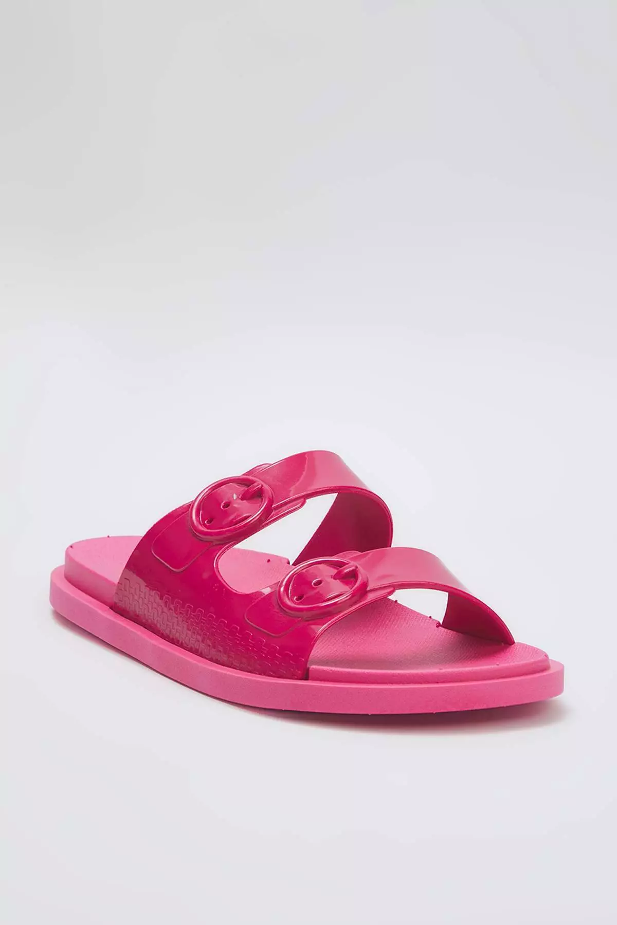 Fuchsia Double Band Buckle Detail Women's Slippers Takss25Te00060