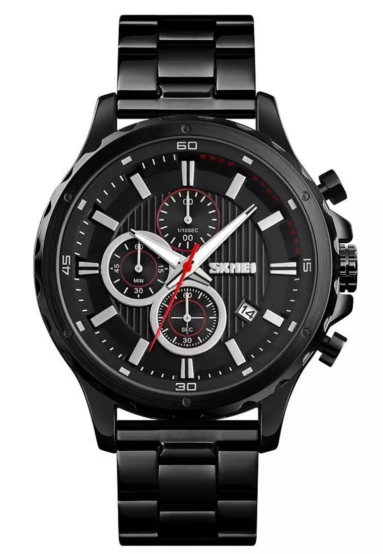 Jam Tangan Casual Analog Pria Water Resistant 30m Strap Tali Material Stainless Steel QR34 ORIGINAL