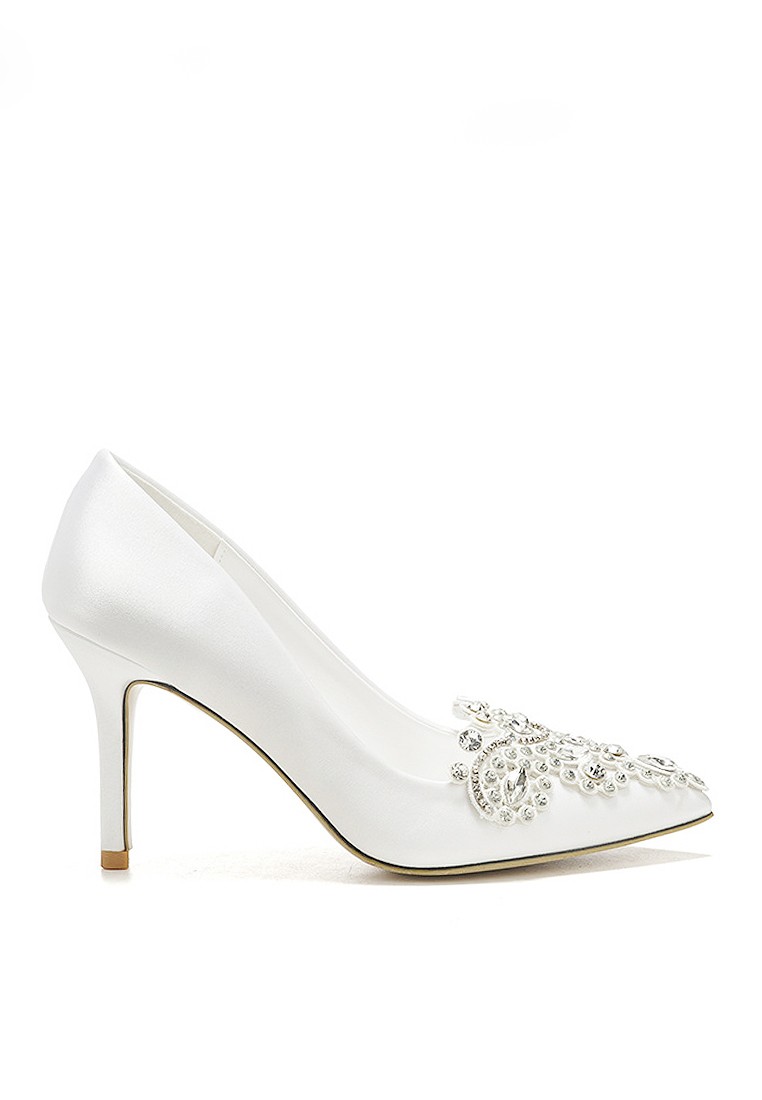 VANSA 9cm Rhinestone Satin Wedding High Heel Shoes VSW-P16870.9