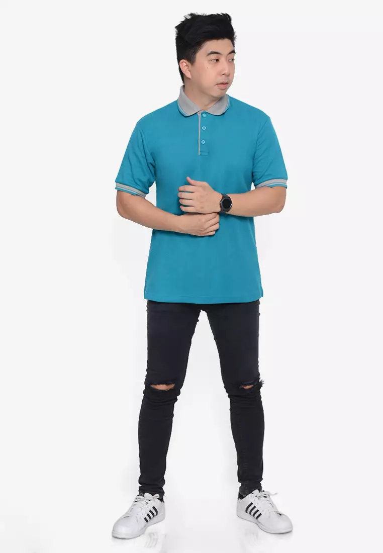 Andre Michel Kaos Polo Shirt Lengan Pendek Kerah Abu Biru Salem 933-82