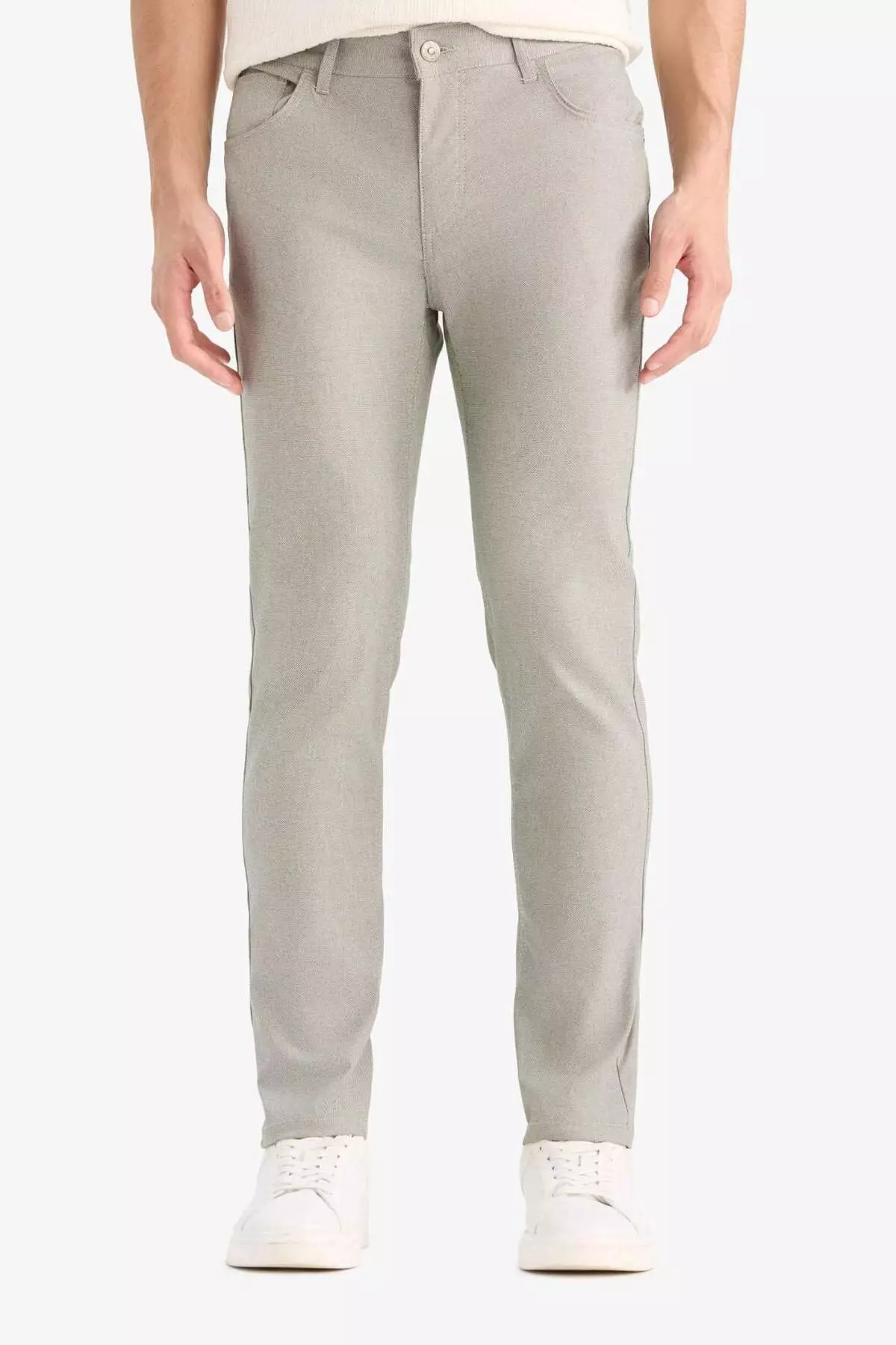 Summer Chino Canvas Textured Trousers Slim Fit Slim Fit Pockets Narrow Leg T1055Az25Sp