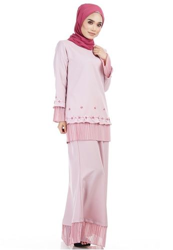 Husna Kurung with Pleated Hem from Ashura in Pink