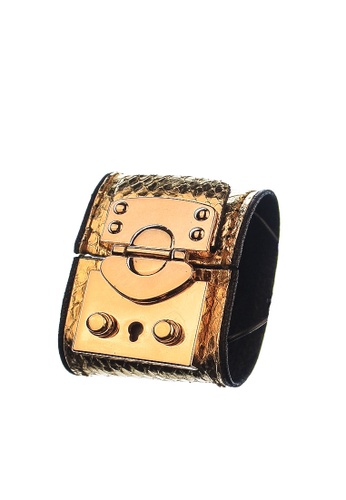CSHEON black and white and gold Limited Edition Gold Exotic Leather - Treasure Chest Buckle by CSHEON DC225AC0260712GS_1