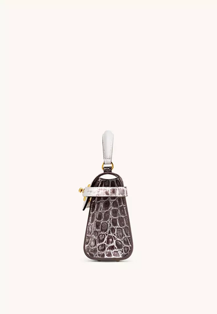 Elise Top Handle Bag - White Croc