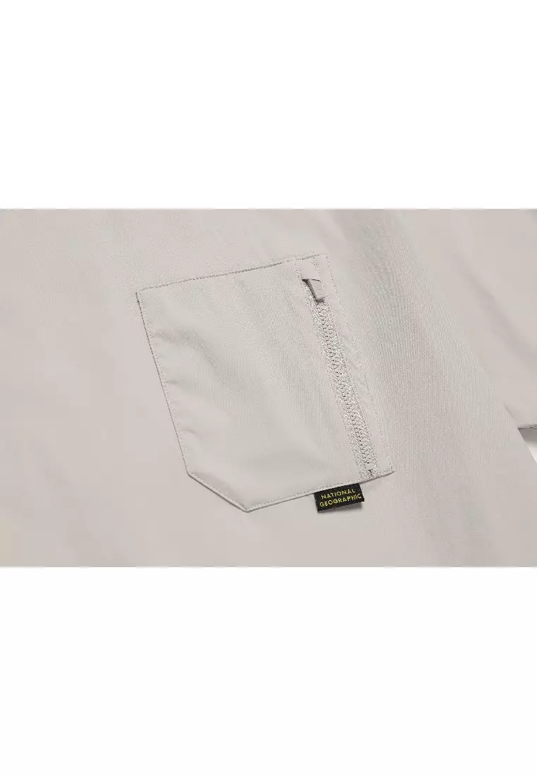 Unisex FIOTOS Woven Sleeve Pocket Stretch Short Sleeve Tee