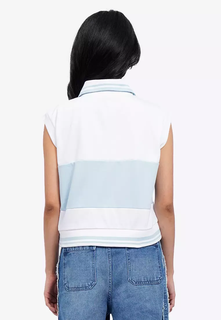 Logo Detail Sleeveless Polo Top