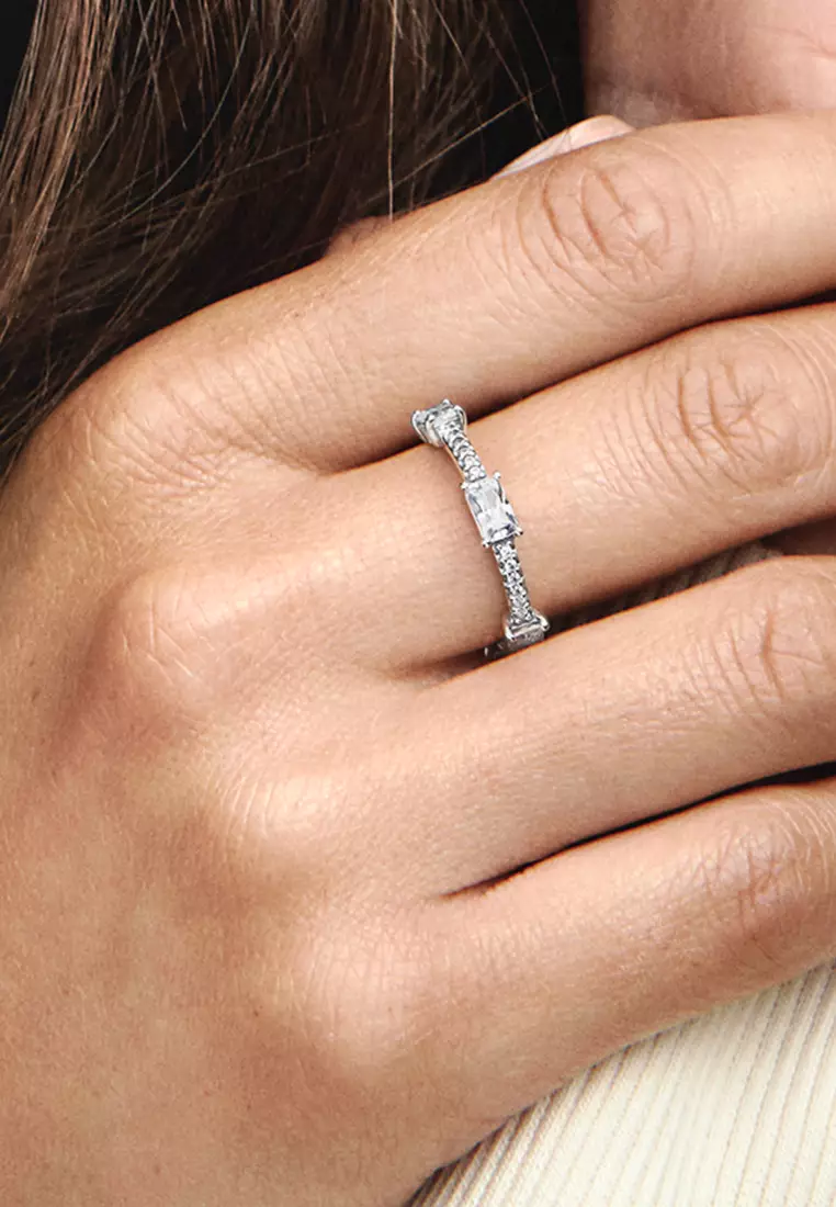 Pandora Rectangular Bars Sparkling Pavé Ring