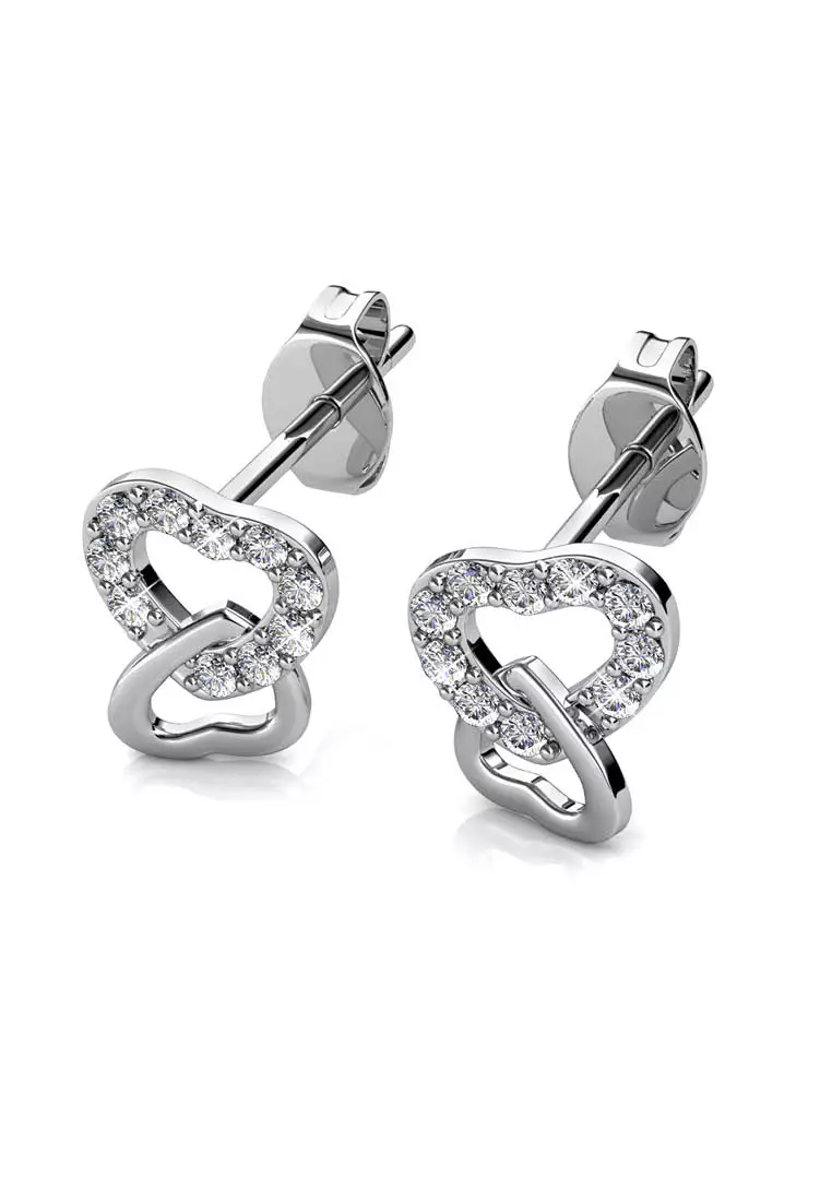 Gentle Love Earring White Gold - Anting Crystal by Her Jewellery