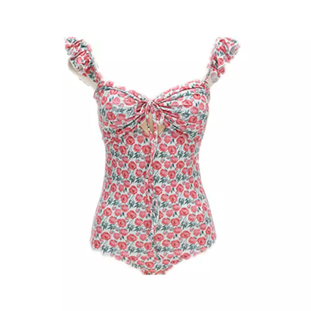 法式復古聚攏碎花連體泳衣 A21031804