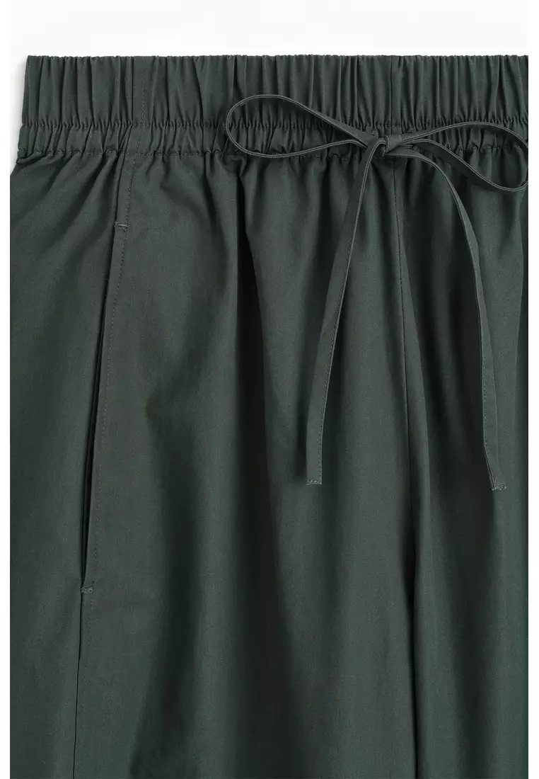 ELASTICATED BARREL-LEG TROUSERS