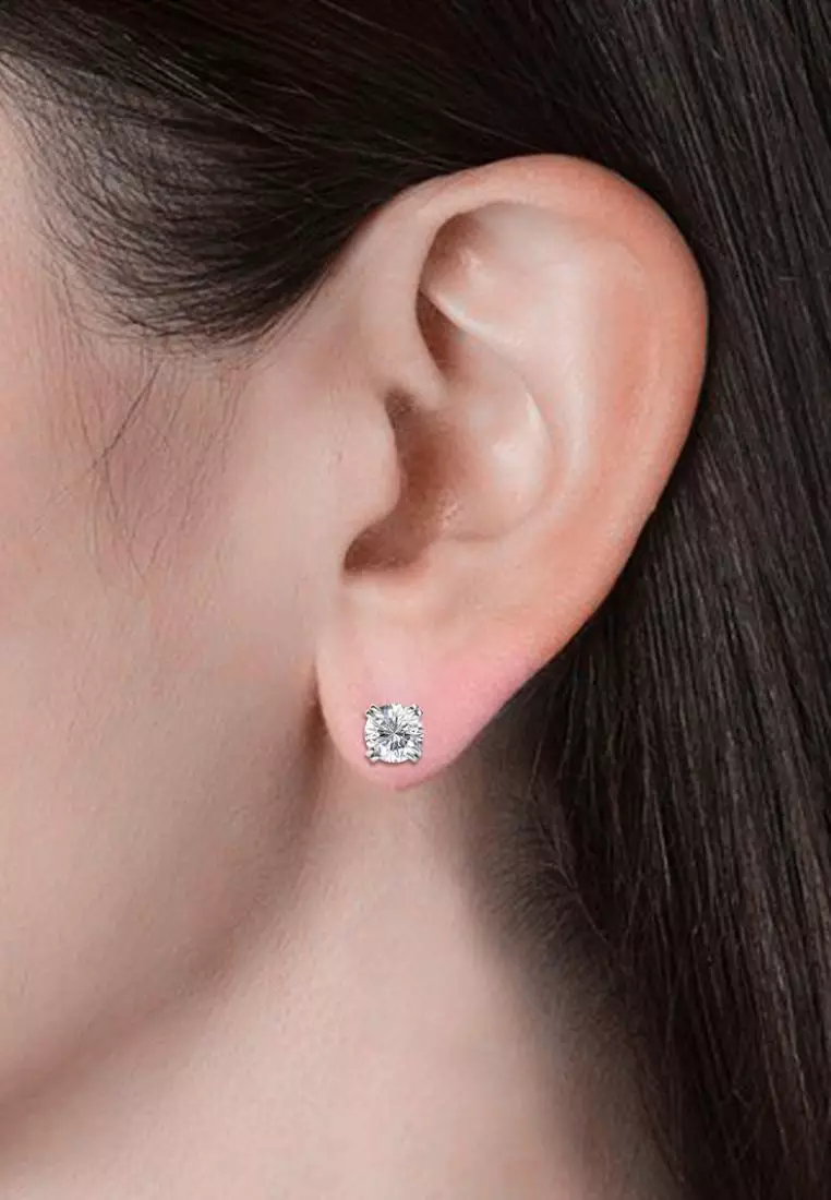 Lowe Solitaire Earring WG - Anting Crystal Swarovski by Her Jewellery