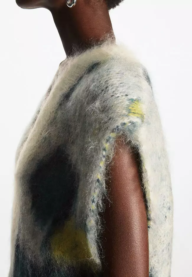 Intarsia Mohair V-Neck Vest