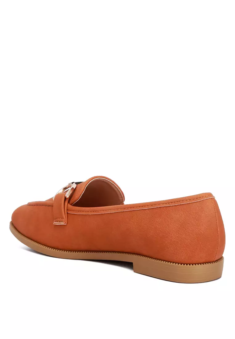 Horsebit Detail Flat Loafers in Tan