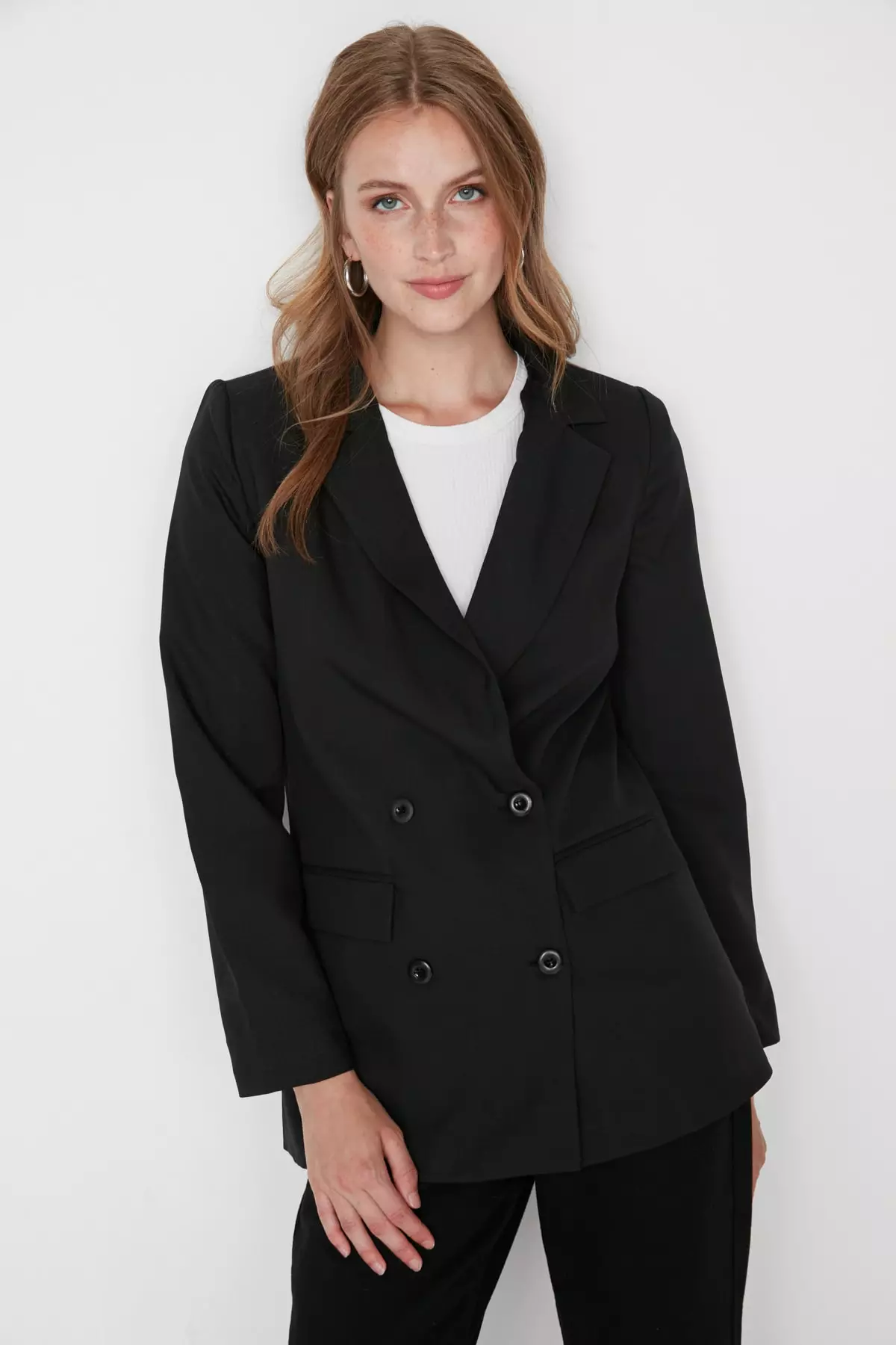 Double Breasted Buttoned Blazer
