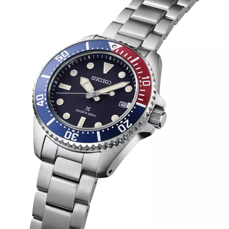 Jam Tangan Pria Seiko Prospex SNE595P1 Solar Diver Pepsi Blue Dial Stainless Steel Strap