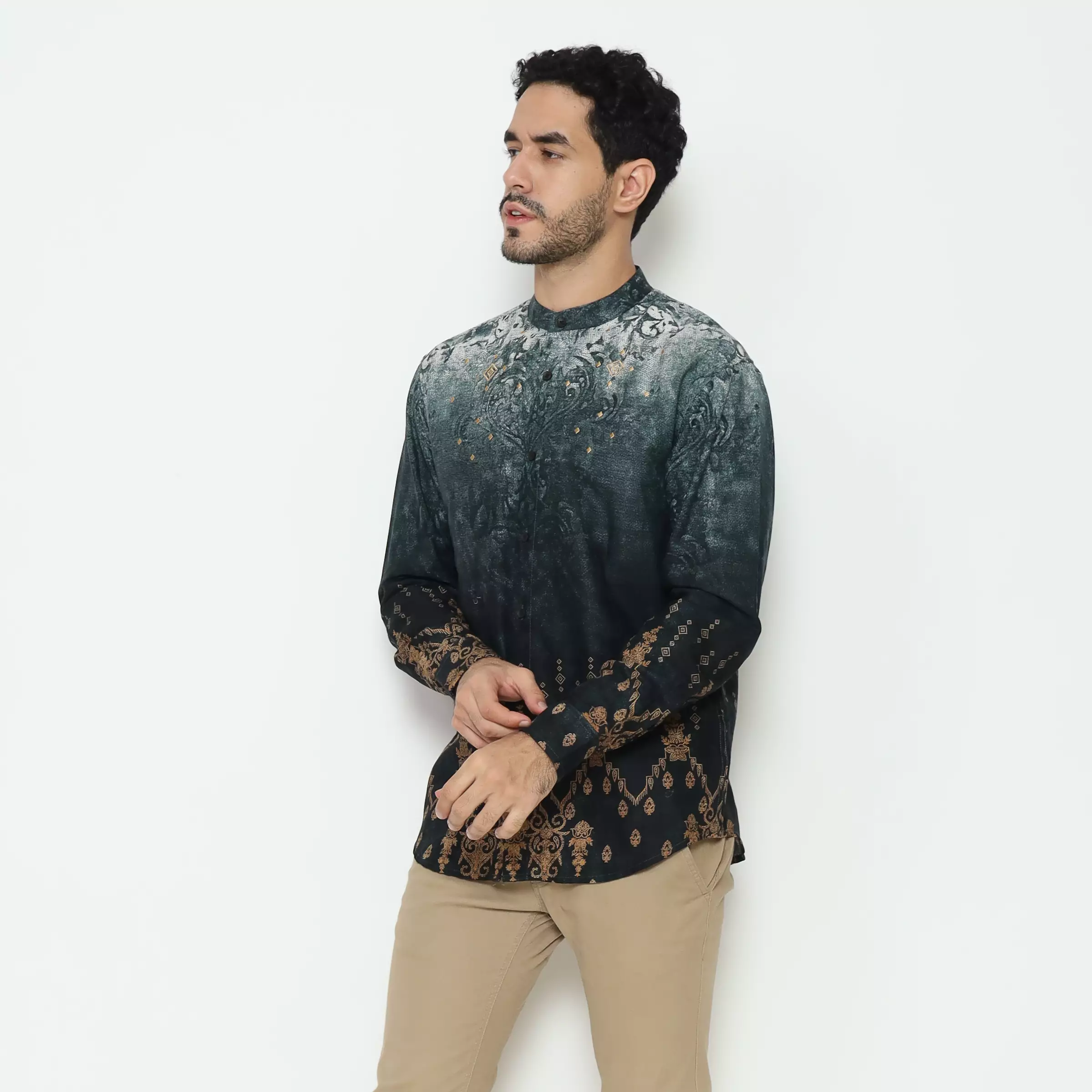 AMK Kemeja Koko Pria Lengan Panjang KK Abyan L/S Green