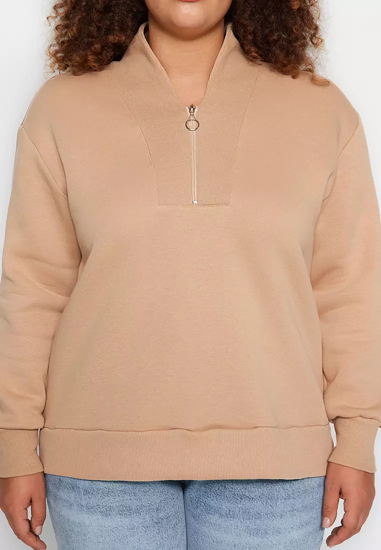 Buy Trendyol Plus Size Camel Sweatshirt Online | ZALORA Malaysia