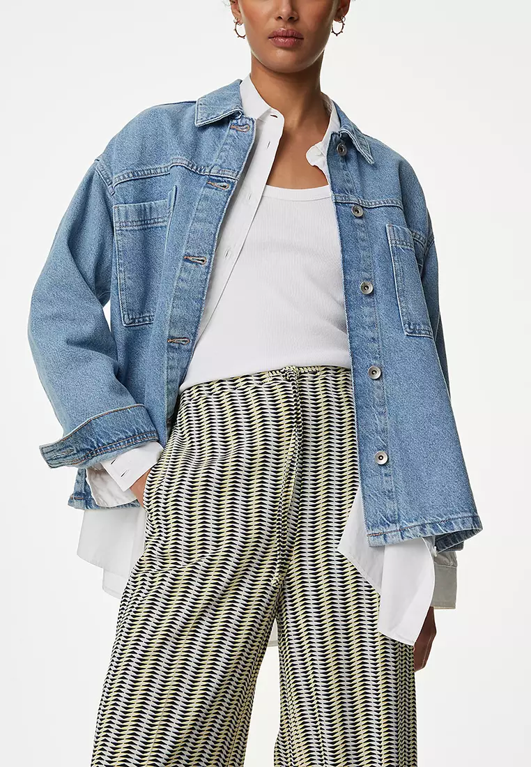 Printed Drawstring Wide Leg Trousers