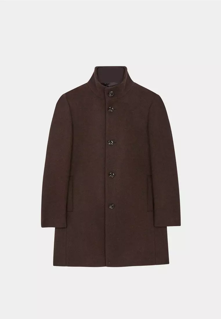 Brown Faux Two-Piece Down Overcoat