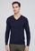 Sisley navy V-neck Knitted Sweater 6CC09AA1A62666GS_1
