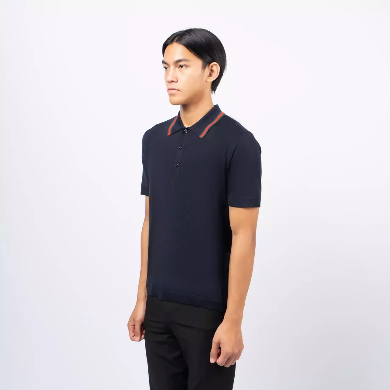 Knit Polo Gucci Polo Navy Jual Gucci Wool Knit Polo Shirt With Web