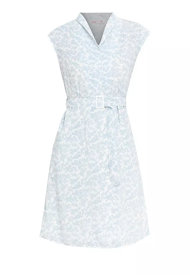 Lorena Belted Printed Shift Dress