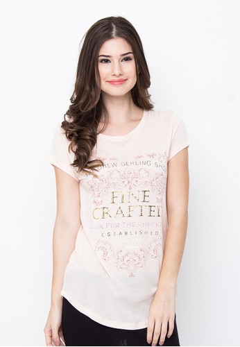 GbG FINE CRAFTED Peach Pearlprinted T-shirt
