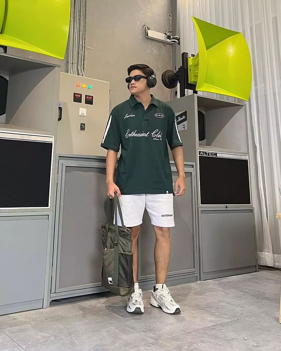 OOTDSUPPLY Oversize Polo Shirt Enthusiast Clubs Dark Army l Kaos Polo Pria dan Wanita OVZ-PS010