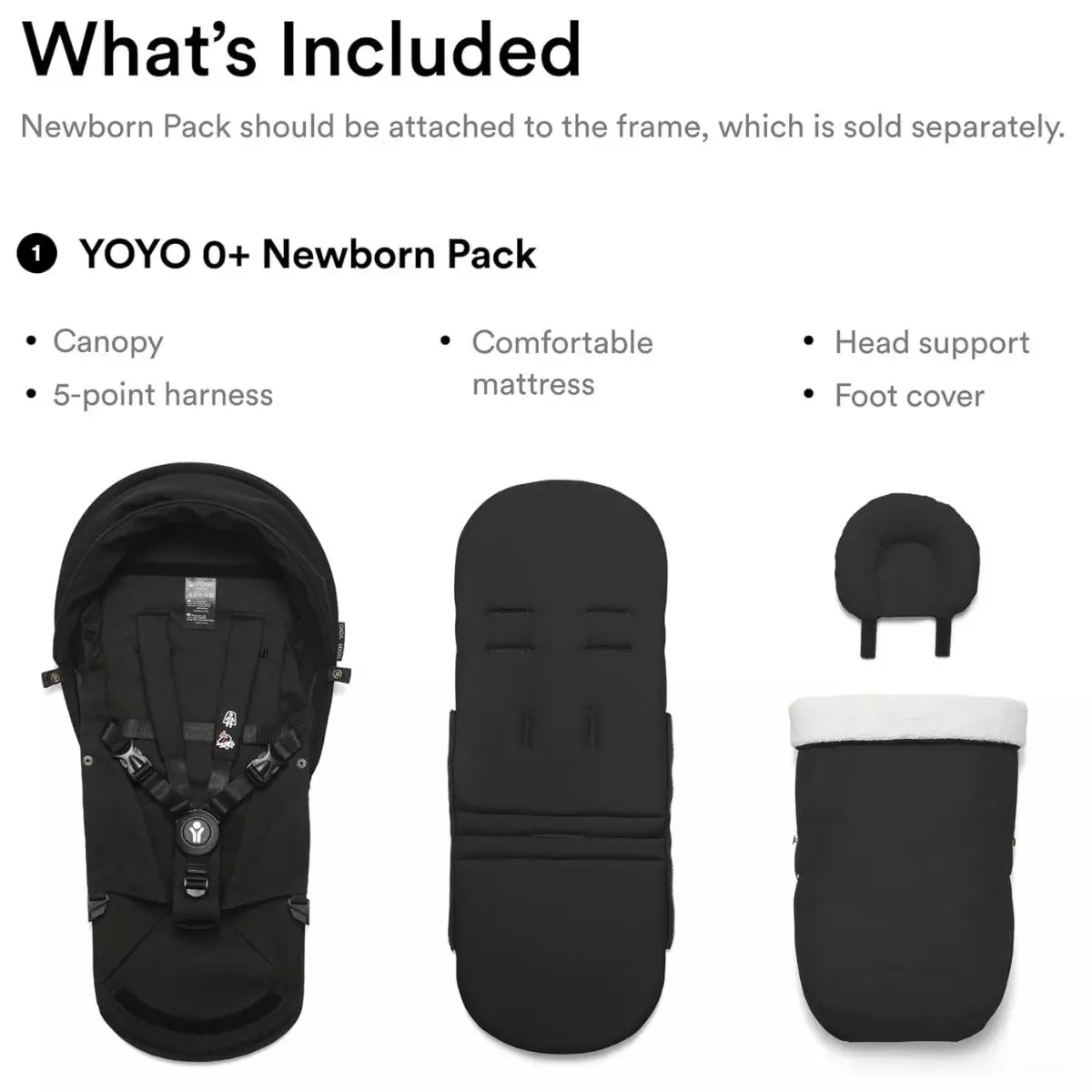 Stokke YOYO³ Stroller 0 Months+ Newborn Pack Black - Kotak Tidur Kereta Dorong Bayi