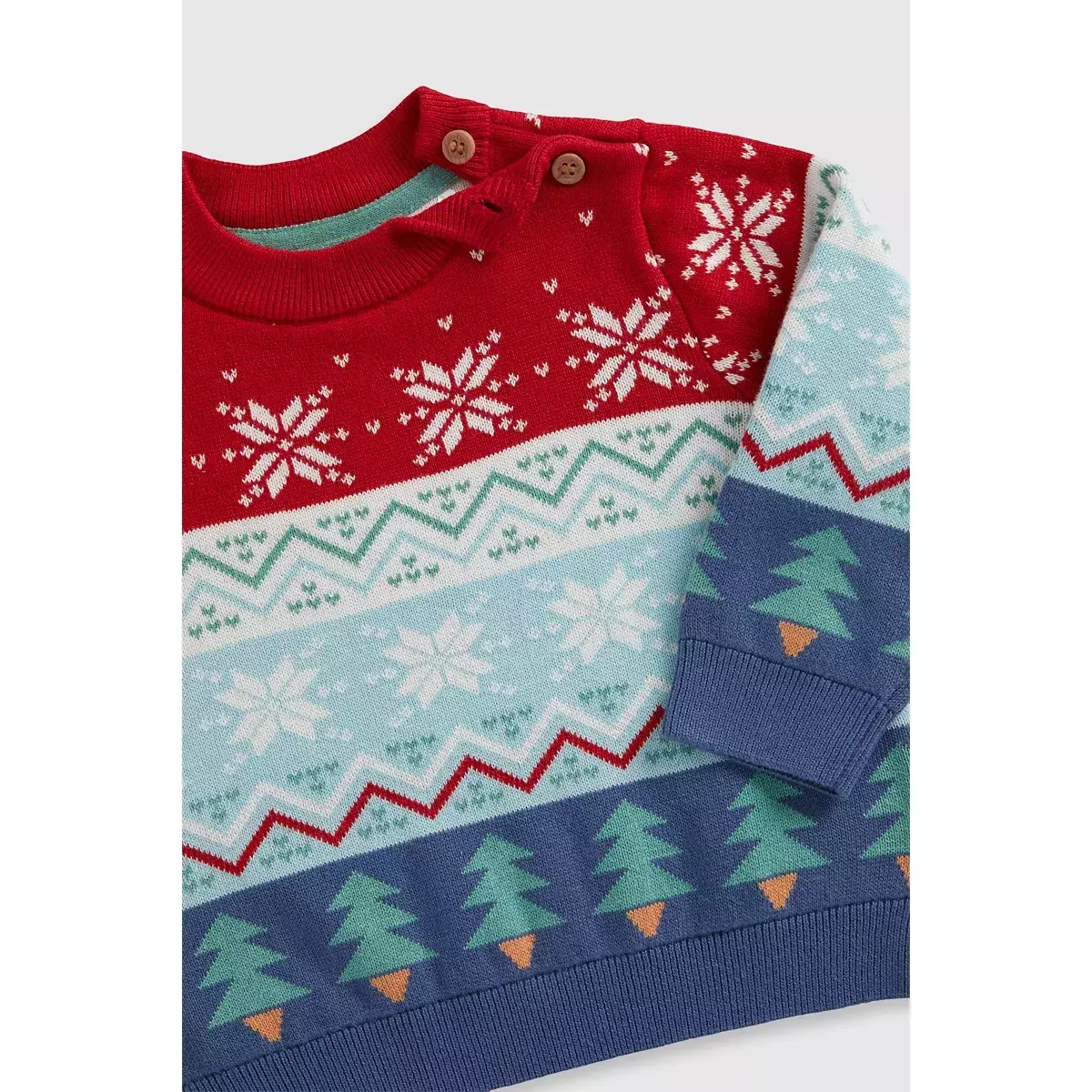 Mothercare Festive Fair-Isle Knitted Jumper - Set Pakaian Bayi Laki-laki (Biru)