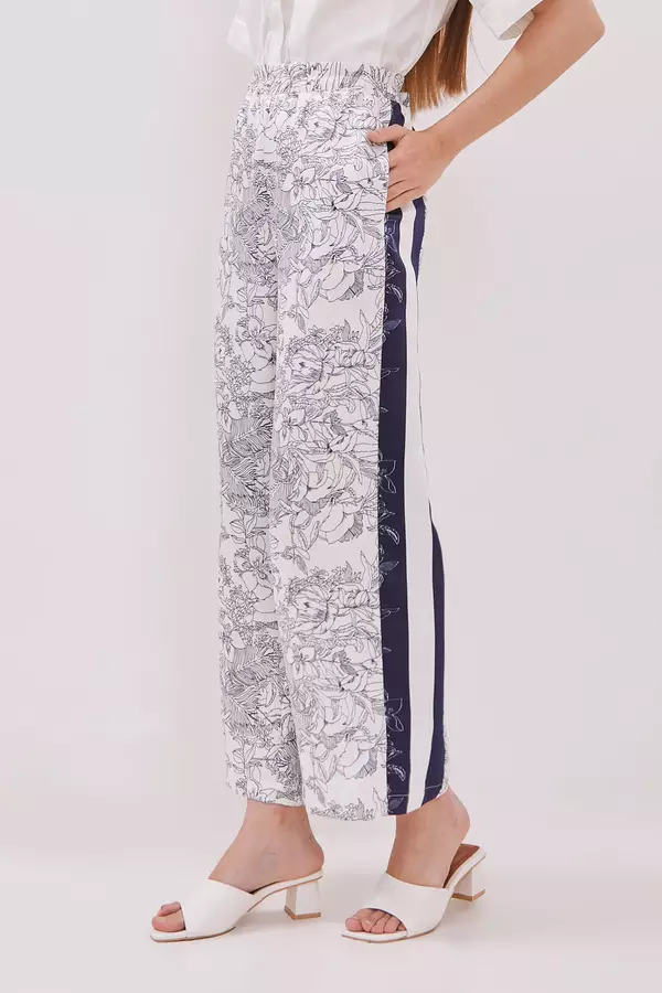 MINIMAL - Alaina - Celana Kulot Motif Bunga - Dark Blue Warna Blue_Dark