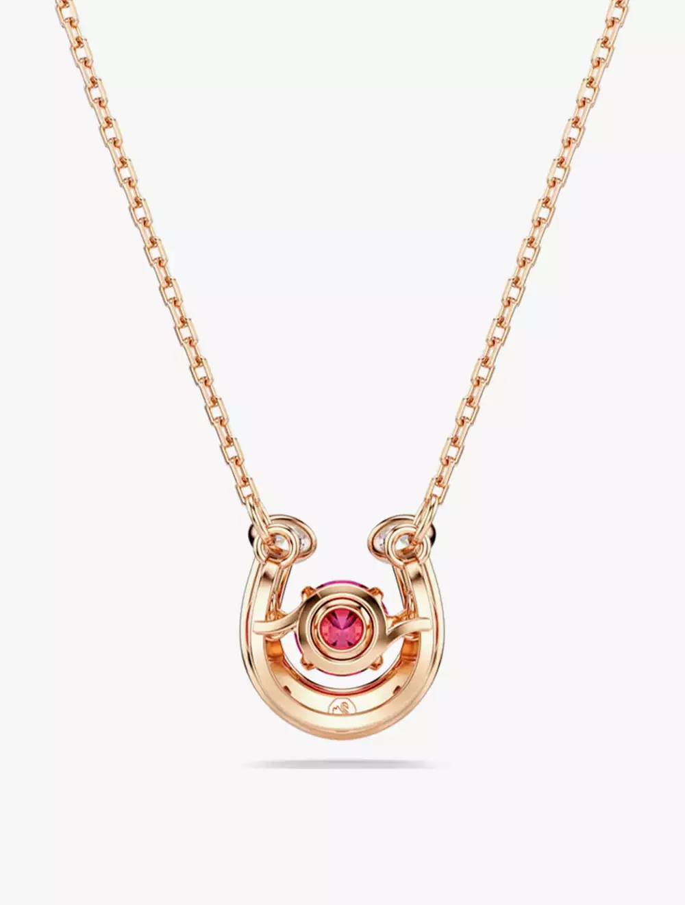 Symbolica pendant, Round cut, Pavé, Horse shoe, Red, Rose gold-tone plated