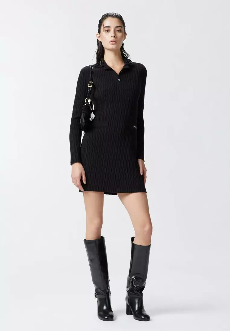 Buy PINKO Knit mini dress with bejewelled collar 2025 Online | ZALORA