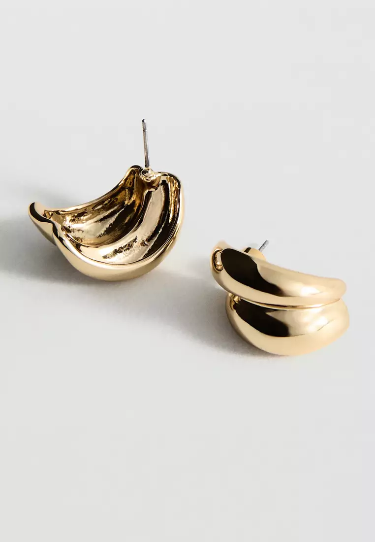 Embossed Semi-Hoop Earrings