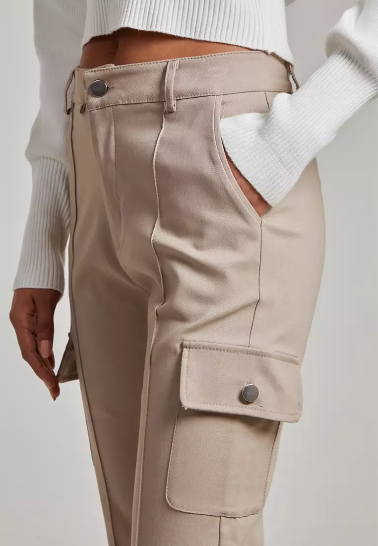 Pink Vanilla Stone Utility Stretch Cargo Trousers