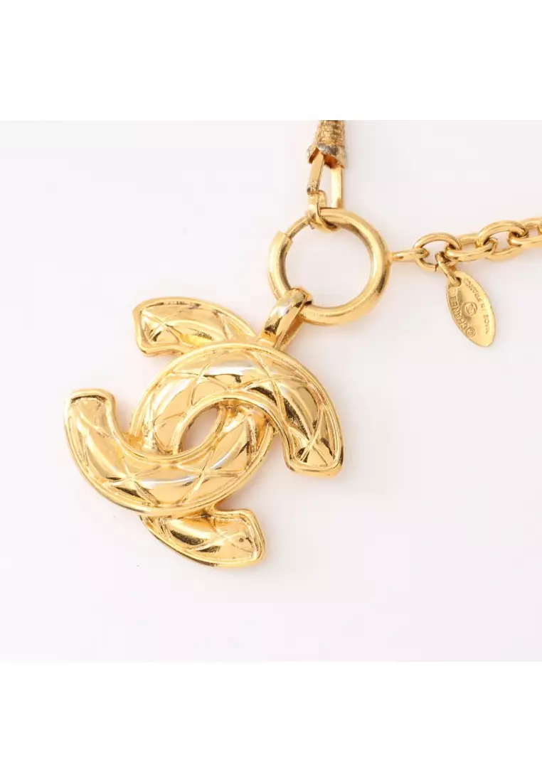 CHANEL Bracelet AUTH Coco Mark CC chain Logo Vintage Gold Heart Clover F/S