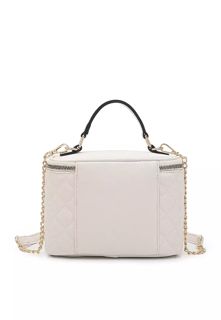 Women's Quilted Top Handle Bag / Sling Bag / Crossbody Bag (Tas Selempang / Tas Tangan) - Krem