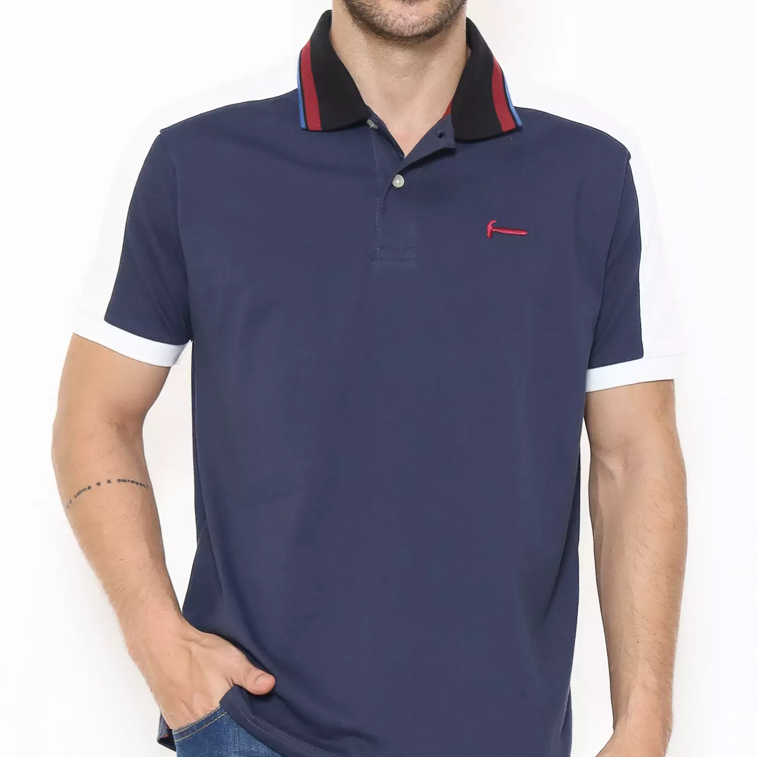 Hammer Men Fashion Polo G1PI041N1 | Kaos Kerah Pria Lengan Pendek Navy Putih