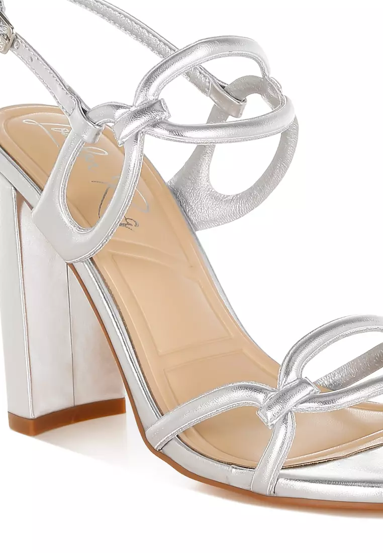 Silver Cut Out Chain Metallic Sandals