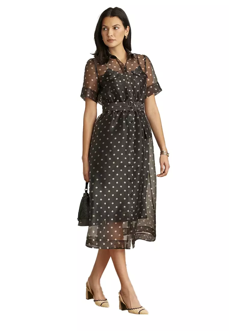 Anne klein polka dot dress discount