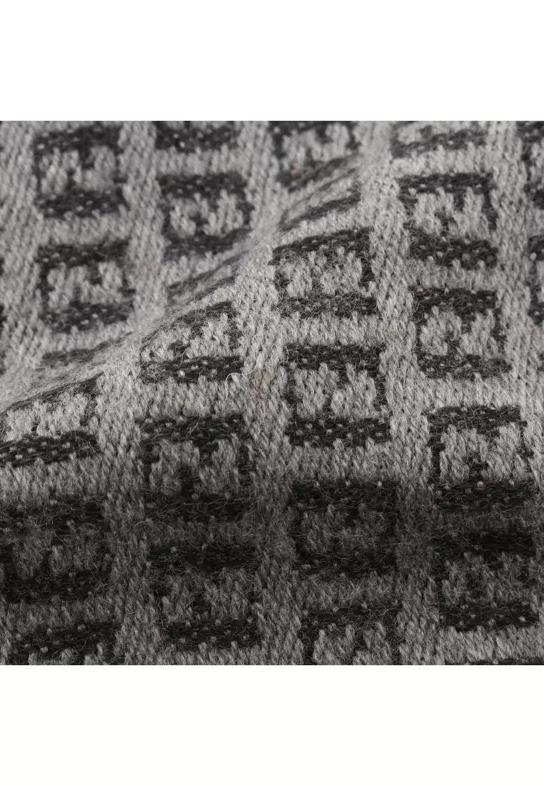 Pre-Loved Fendi FF pattern Scarf wool gray black