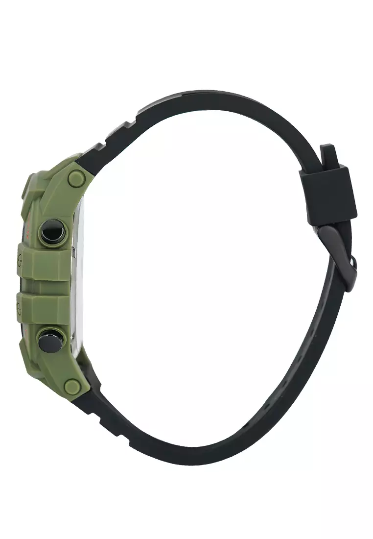 Alexandre Christie - Jam Tangan Digital Pria - Green - Black Rubber Strap - 9387 MHRIPGNBA