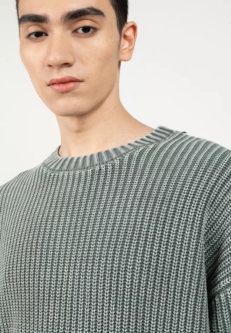 Washed Box Fit Crew Knit Sweater