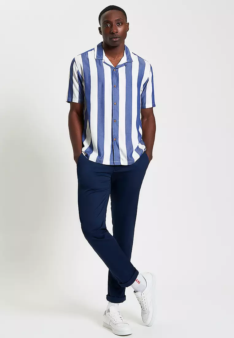 Short Sleeve Viscose Stripe Shirt