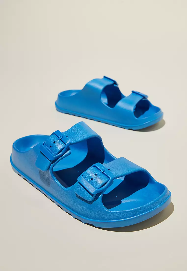 Women's double buckle slide sandals top