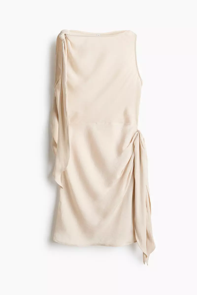 Tie-detail boat-neck dress